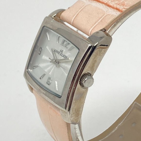 Anne Klein Watch Women 32mm Silver Tone Pink Leather Band Rectangle New Battery - Picture 4 of 15